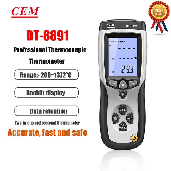 CEM DT-8891 DT-8891E Termokupl Termometreler Arkadan aydınlatmalı ekran Kızılötesi K-Tipi Endüstri Termometresi USB Bilgisayara bağlı.