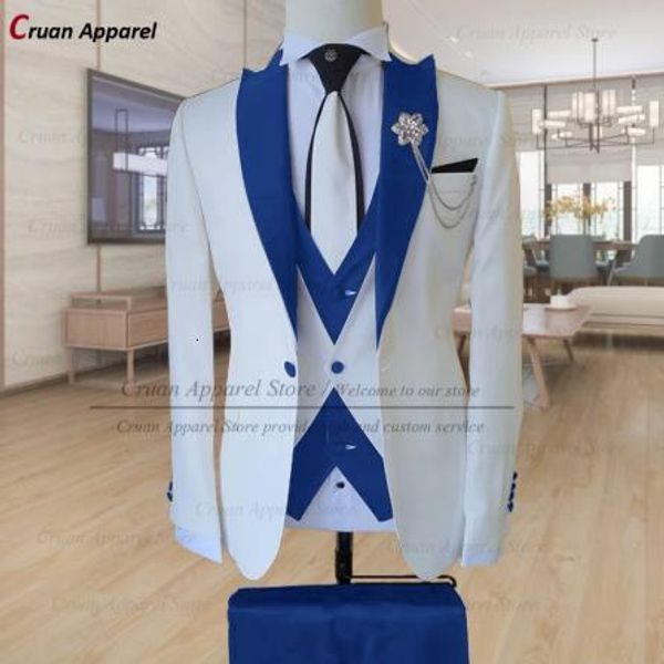 Herrenanzüge Blazer 20 Farben Stilvolles Weiß für Slim Fit Bräutigam Trauzeugen Hochzeit Smoking Maßgeschneiderter formeller Business-Blazer Weste Hosen 3-teilig 221121