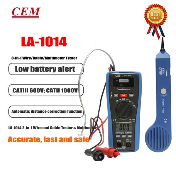 CEM LA-1014 LA-1015 Tester di identificazione cavi multifunzionale; Rilevatore di cavi DMM Rilevatore di guasti di rete Rilevatore di linea / Tester LAN.