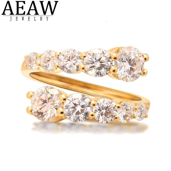 Anello solitario AEAW 2ctw DF Color VVS1 Anelli a taglio rotondo per donna 14K Oro giallo Fidanzamento Sposa Festa Regalo Gioielleria raffinata 221119