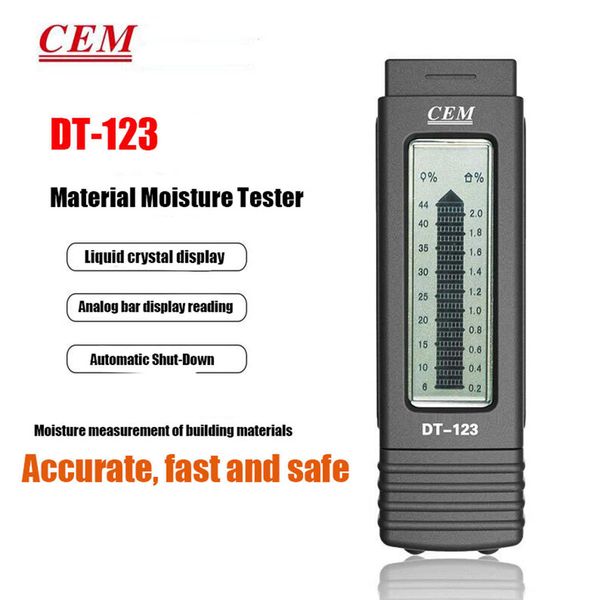 CEM DT-123 DT-125 DT-129 Tester di umidità professionale Tester del contenuto di umidità del legno Rilevatore di umidità dei materiali da costruzione della carta