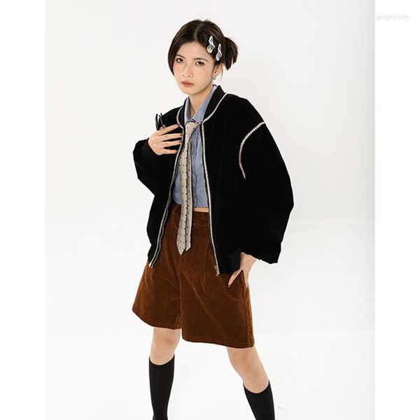Giacche da donna Cappotto da baseball Y2K Donna Nero Basic Giacca da donna autunno inverno Moda femminile Vintage Harajuku Kawaii