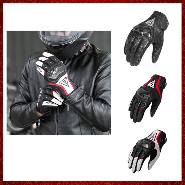 Luvas de motocicletas ST293 Luvas de couro Men Leather Cycling Motorbike Guantes Motocross Bicicleta Touch Screen Prote￧￣o respir￡vel