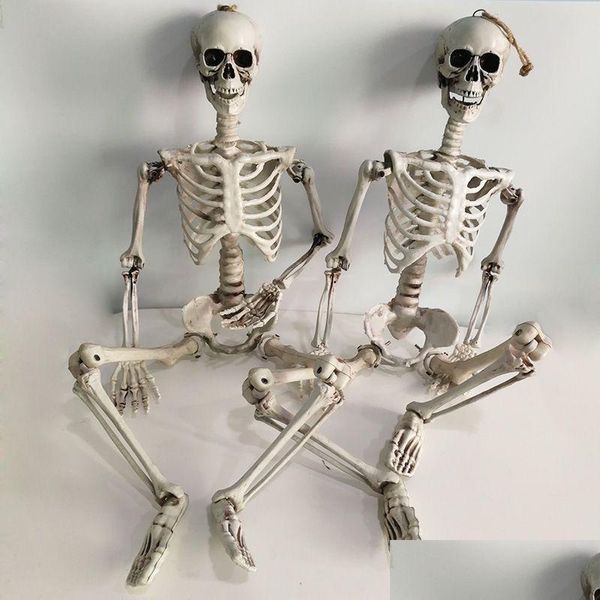 Decoração de festa Halloween prop esqueleto humano FL Tamanho Skl Hand Life Body Anatomy Modelo Decoração Assombrada Casa Adeços ósseos Decoração de Cabeça Dh6fw
