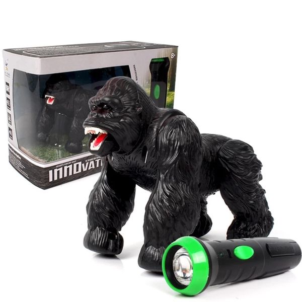 Animali RC elettrici RC Orangutan Telecomando ad alta simulazione Animale Robot intelligente con effetto luce sonora Regali giocattolo gorilla terrificante divertente 221122