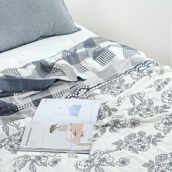 Одеяла простые шестислойные муслиновые одеяло одеяло хлопчатобумажное лоскутное одеяло двойное цветочное /клетчатое диван-кровать летнее покрывало