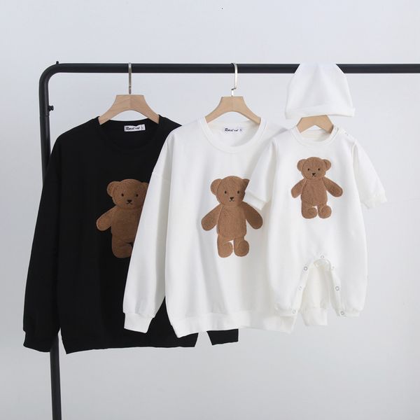 Família combina roupas roupas de outono de inverno Cartoon urso pai filho filho mãe filha camisa de manga longa bebê aniversário 221122