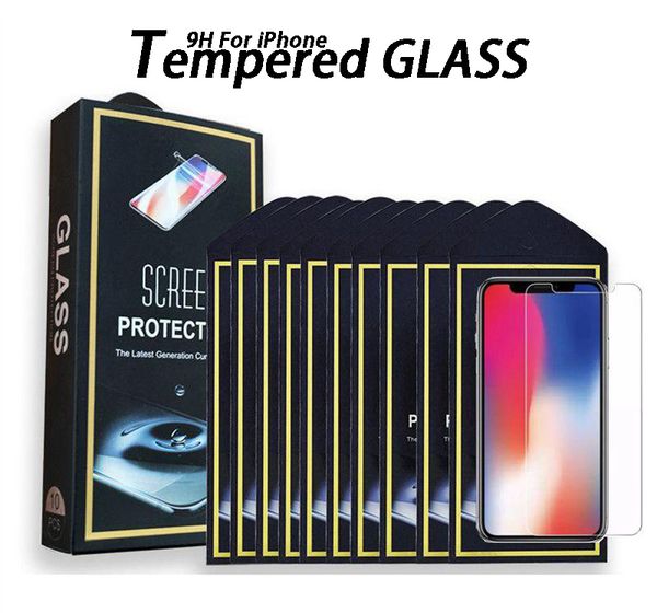 9H Protetores de tela para iPhone 14 11 12 13 mini pro xr xs Samsung A52 A72 5G S21 S22 Anti-Shock Tempered Glass Film com pacote de varejo