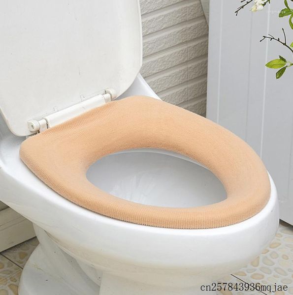 Coprisedili per WC 100 pezzi O-Type Cover Tappetino morbido e confortevole Cuscinetti lavabili Panno più caldo per il bagno