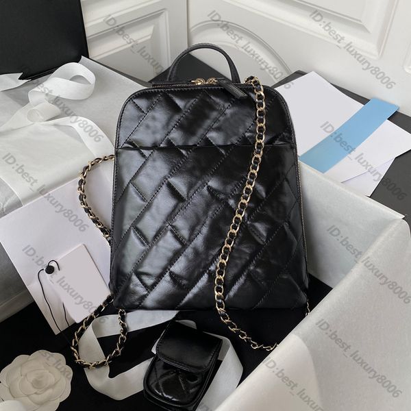 10A Rucksack der berühmten Marke Luxus-Damen-Einzelschultertasche Senior-Schaffell-Freizeitreisetasche mit großem Fassungsvermögen und Senior-Geschenkbox