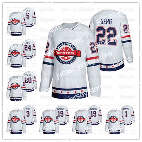 Хоккей в колледже носит NIK1 Индивидуальная команда США White 2021 Biosteel All-American Hockey Jersey Jerington Keopple Daniel Laatsch Jack Peart Cooper Wylie Ryan