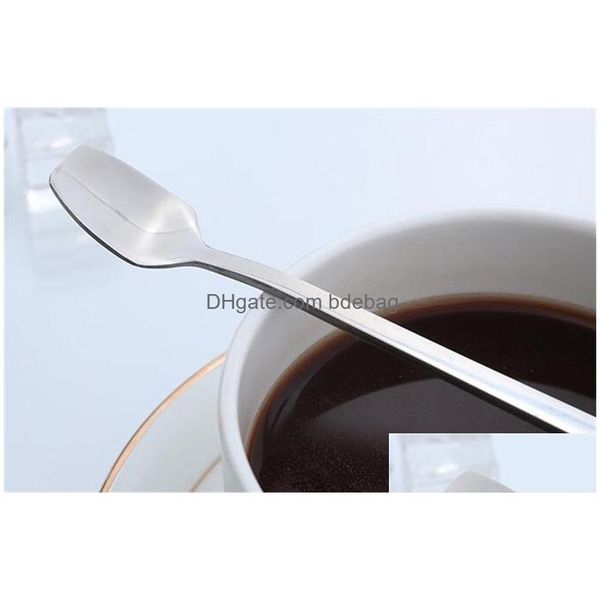 Cucchiai Manico lungo Testa quadrata Cucchiai per mescolare Cucchiaio per caffè in acciaio inossidabile Colore puro Vendi bene con dimensioni diverse 0 72Wx J1 D Dhyfi