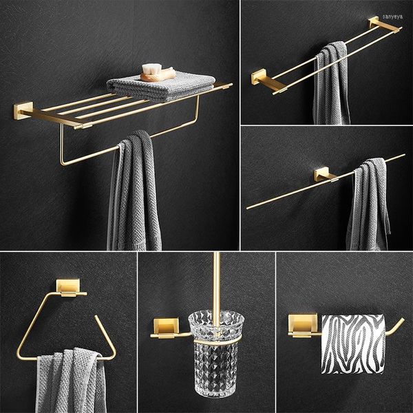 Set di accessori per il bagno Accessori per il bagno in bronzo Hardware Fashion Rack Appendiabiti Mensola per asciugamani Barra per doccia Porta scopino Porta accappatoio Carta