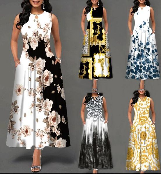 Casual Dresse Loose Floral Vintage Hole Ruffles Befree Big Large Dress Summer Camis Party Elegante Maxi 221121