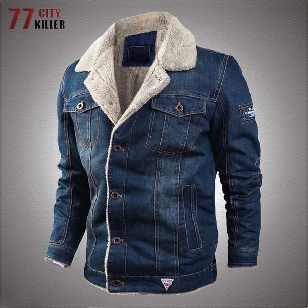 Herrenjacken Plus Größe 6XL Denim Jacke Männer Militär Winter Pelz Kragen Bomber Mäntel Oberbekleidung Herren Multi-Pocket Dicke Warme Jeans Armee Jacken 221121