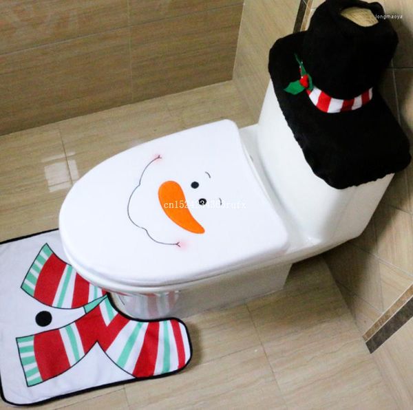 Coprisedili WC 20 Set Decorazioni natalizie per la copertura del bagno del pupazzo di neve di Babbo Natale