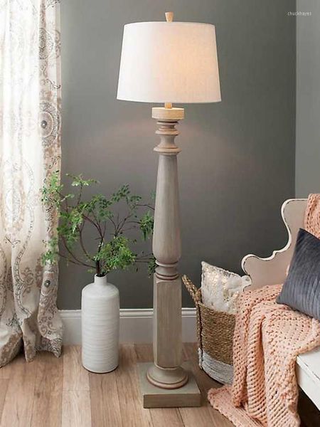 Zemin lambaları Amerikan ülke ahşap sanat retro lamba yatak odası başucu oturma odası kişilik yaratıcı