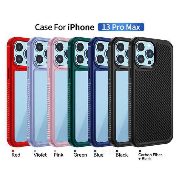 Para iPhone Samsung Celular Cases Case ￠ prova de choque Fibra de carbono 13Pro max 12 11 xs xr 8plus galaxy S22 Plus TPU PC 2 em 1