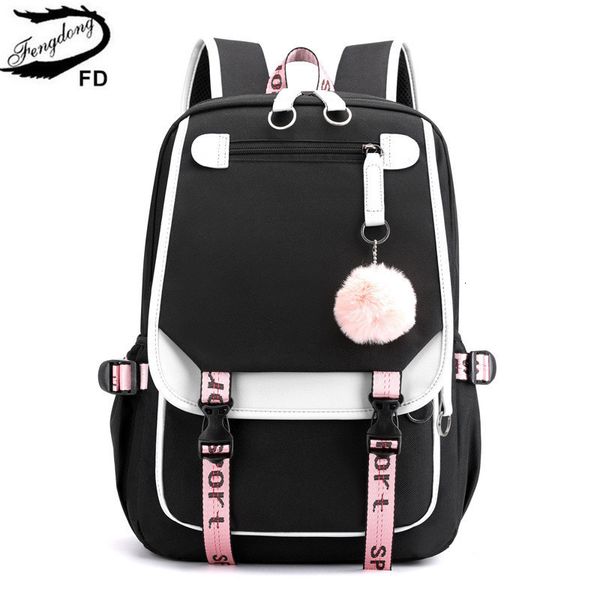 Mochilas Fengdong Kids School Backpack para meninas estilo coreano Pink Pink School School School Kawaii S Gift 221122