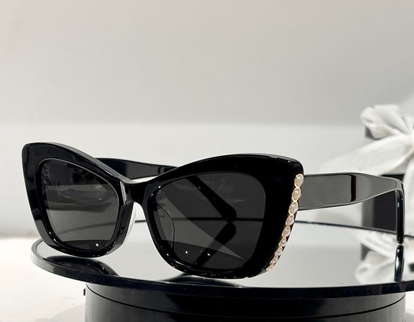 Parlak kara kedi göz güneş gözlüğü ile inciler kadınlar yaz Sunnies gölgeleri UV400 gözlük kutu