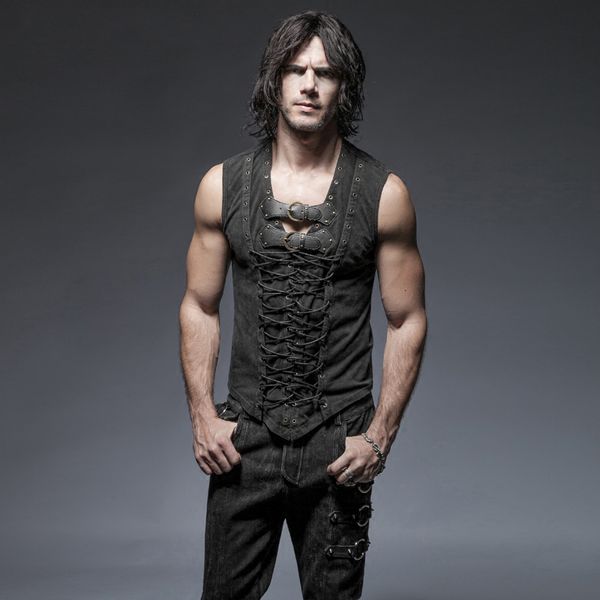 Männer Tank Tops Steampunk Mode Männer Schwarze Ärmellose Casual Weste Gothic Punk Rock Baumwolle Sommer Casual Mann Weste 221122