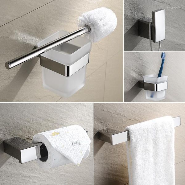 Banyo Aksesuar Set Banyo Donanım Aksesuarları Krom Havlu Rafı Cüppe Kanca Kağıt Kağıt Tutucu Diş Fırçası Tuvalet