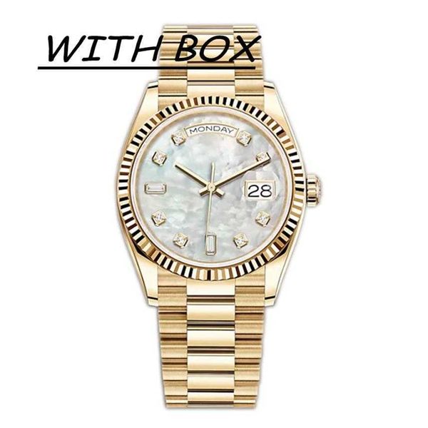 Mens relógios mecânicos automáticos clássicos estilo 41mm de aço inoxidável completo pérola face Gold Gold Sapphire Super Luminou324Ioringnal Suit Anexado