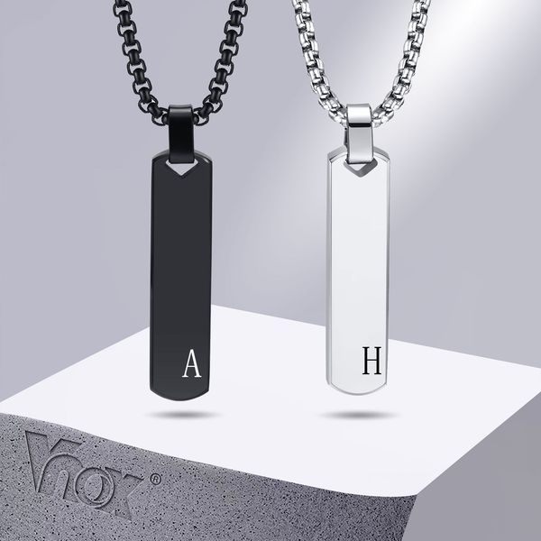 Colar inicial de barra para ele homens de espessura pingente vertical geométrico com letras A-Z Nome personalizado Colar de letra em inglês Diypunk Jewelry Gift Casual Colar simples