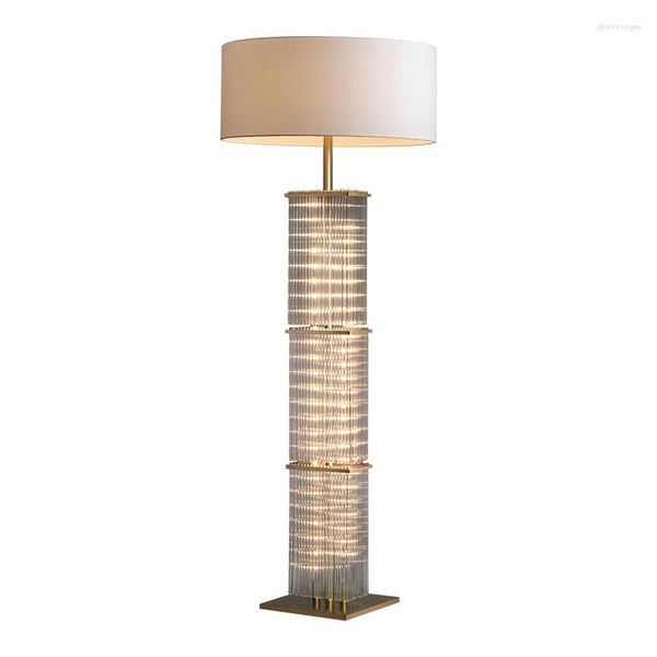 Lampade da terra Light Luxury Post-modern American Metal Glass Rod Fashion Personality Study Room Living Bedroom All Copper Lamp