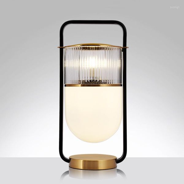 Lâmpadas de mesa Art Deco Lâmpada girada Cristal de cabeceira cerâmica Luz de cristal