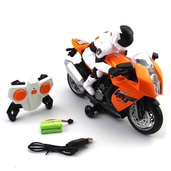 Electric RC Car Motorcycle Toys с дистанционным управлением мини -супер -крутой игрушечный трюк для детей с легкой музыкой вращения LP221122