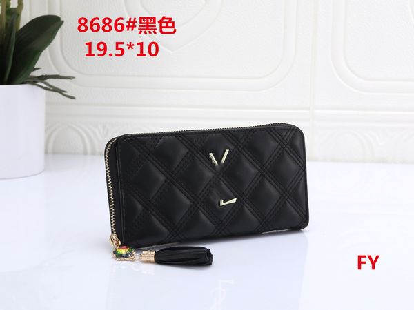 Carteira de designer portador de cartão de crédito para homens múltiplas carteiras femininas Purse um couro PU de qualidade #8686 Quilted Double 20cm NoteCase Macrame Black