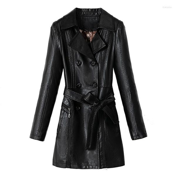 Caso de couro feminino 2022 Spring Autumn Coat Women Women-Lengend Korean Motorcycle Jacket Tops Slim feminino Streetwear Pu Trench Outwear