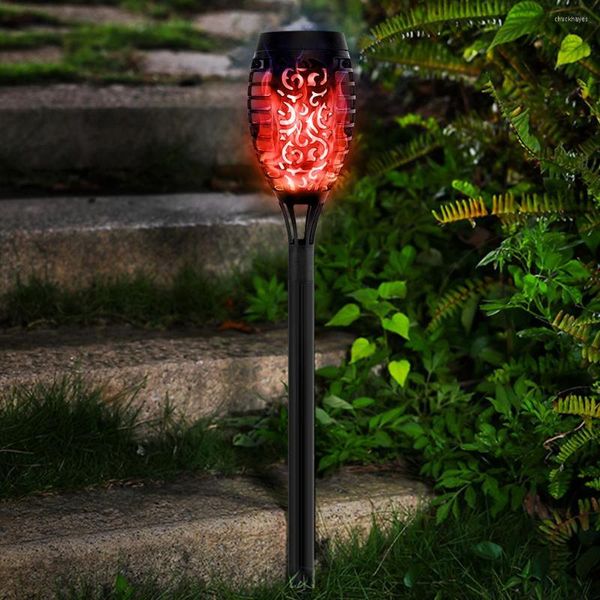 Luzes solares da moda IP65 Plickering Danking Flame Lamp 12 LED Instalação fácil para os quintais ao ar livre jardins de jardins