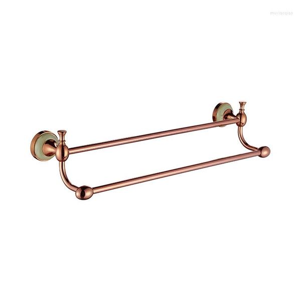 Set di accessori da bagno 4 pezzi Accessori hardware per il bagno in ottone oro rosa e marmo Porta asciugamani Porta carta Porta accappatoio Cestino porta sapone