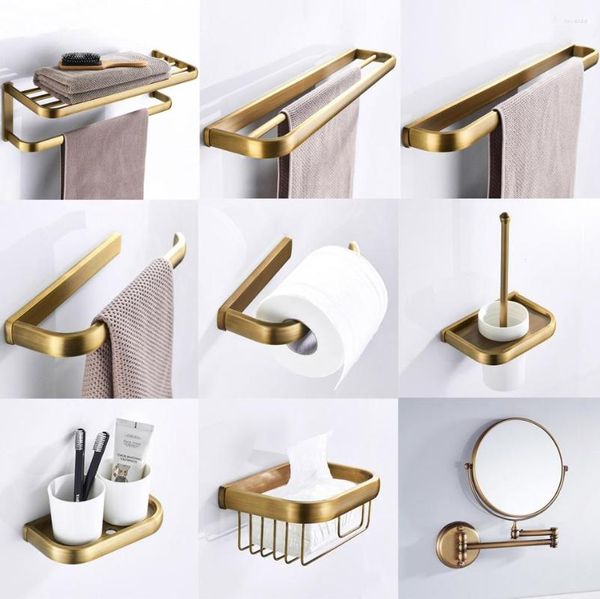 Conjunto de acessórios de banho Acessórios antigos de banheiro de latão Towel Rack Rack Robe Ganche Hardware de montagem na parede