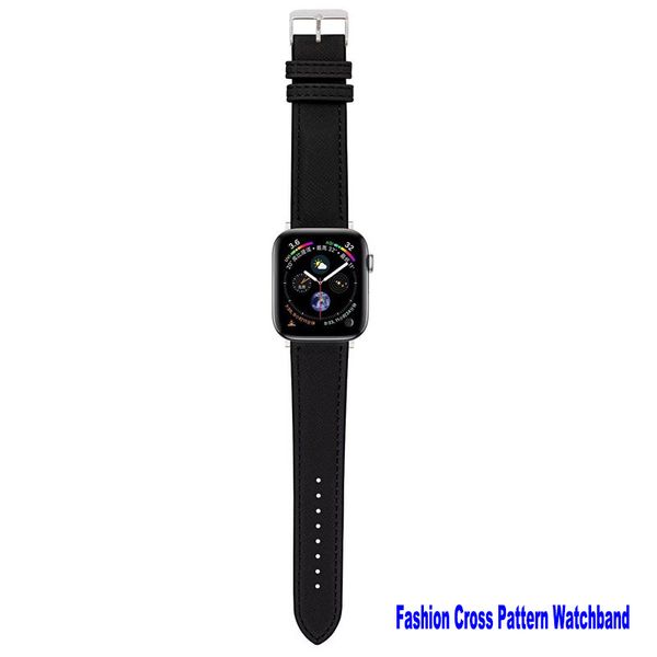 Cross Pattern Leather Band Bands для Apple Watch 8 7 6 5 4 3 2 1 SE Business Bracelet Leathers для IWATCH 49 мм 45 мм 44 мм 42 мм 41 мм 40 мм 38 мм модельер -дизайнер