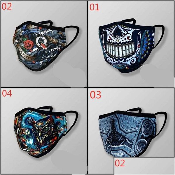 Designer-Masken Blumen Skl Mascherine Atmungsaktive Staub-Gesichtsmasken Wiederverwendbare Anti-Rauch-Atemschutzmaske Baumwolle Waschbar Mode Custom Unise Dh4S9