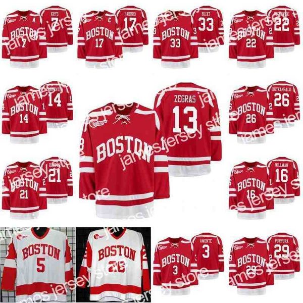 College Hockey Wears Nik1 trevor zegras Boston University Hockey Jersey Jack Eichel McAvoy Charlie Coyle Clayton Keller Diffley Thomas Chabot Brady Tkachuck hugo