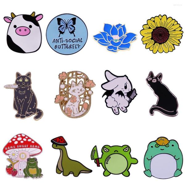 Broches de animais pinos de esmalte de animais Pinos Butterfly Hedgehog Roupas de girassol Backpack Lappel Badges Jóias de jóias de moda Presentes