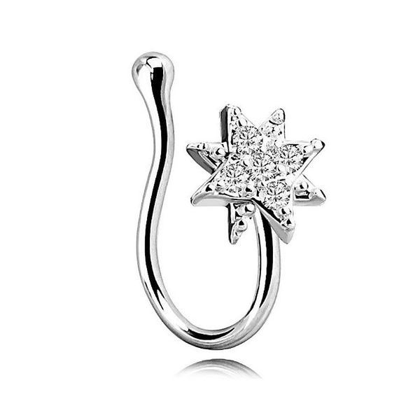 Nasenringe Stollen gefälschte Nasenringe für Frauen Männer Chirurgische Edelstahl -Strass -Strass -Septum Ring Hanger Clip Body Schmuck DHPSB