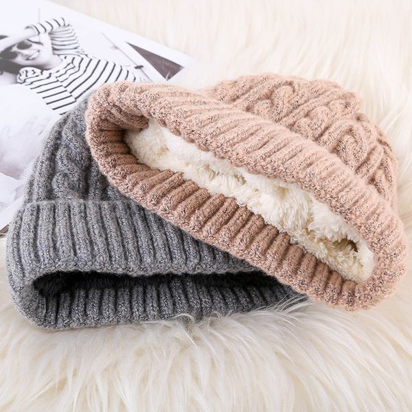 Wintermütze, Mützen für Damen, dickes Fell, warm gestrickt, flexibel, 60 cm, große Größe, Skullies, Motorhaube, Beanie, Gorros Invierno Mujer