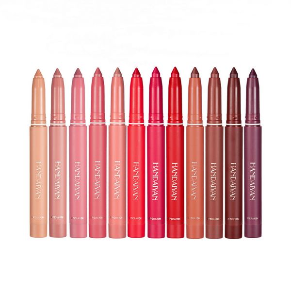 Handaiyan Lipliner Großhandel Lippenstift Bleistift Buntstifte Matite Labbra Matte Wasserdicht Leicht zu tragen Langlebige natürliche 12 satte Farben Kosmetik-Make-up-Lippenstifte