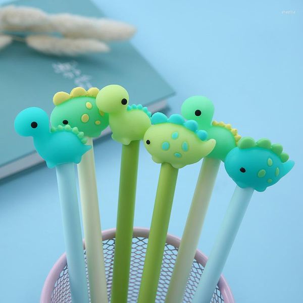 Kawaii Little Soft Silicone Dinosaur Gel Pen 0,5 mm Marcador de tinta Escola Escrita Supplência de papelaria Escolar Papelaria