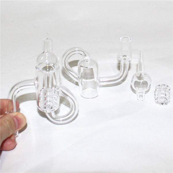 Set da fumo Banger con anello al quarzo con diamanti per unghie, nodo a olio, riciclatore, con tappo in carburatore, inserto per dabber, ciotola 10 mm, 14 mm, 19 mm maschio femmina per tubi dell'acqua