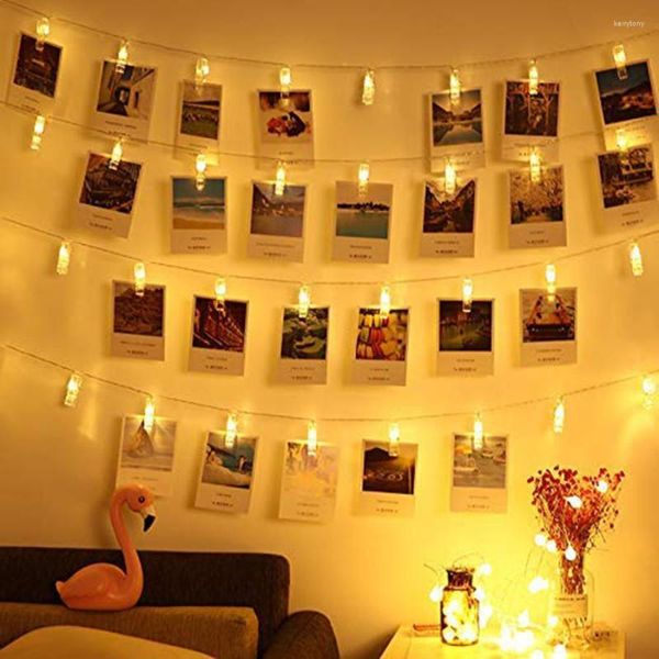 Strings Po Clip String Lights a batteria Starry Fairy Light Christmas LED per immagini Camera da letto Wall Halloween