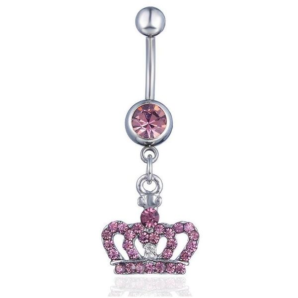 Anelli con bottone a campana per ombelico Corona di strass Anello per ombelico Anelli con bottone a campana di cristallo per le donne Ragazze Gioielli per il corpo di moda Drop Delivery Dhjas