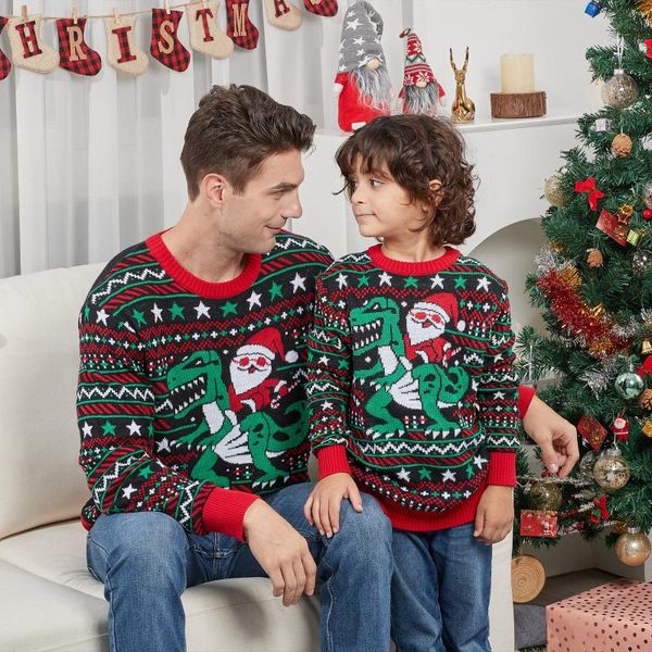 Indumenti da notte da donna SHUJIN 2023 Vestiti dell'anno Natale Donna Uomo Maglioni coordinati Famiglia Coppie Maglioni Maglieria spessa calda Look natalizio