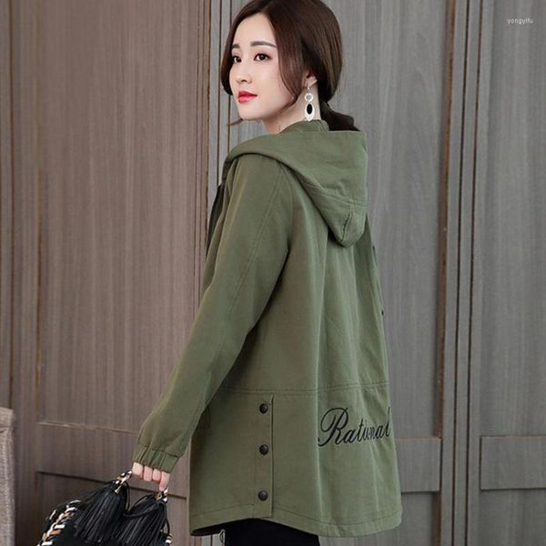 Casacos de trincheira feminina Spring Women Women Loose Solid Khaki Jackets coreanos Fahsion Casual A-Line 2022 Clothing Girls Tops