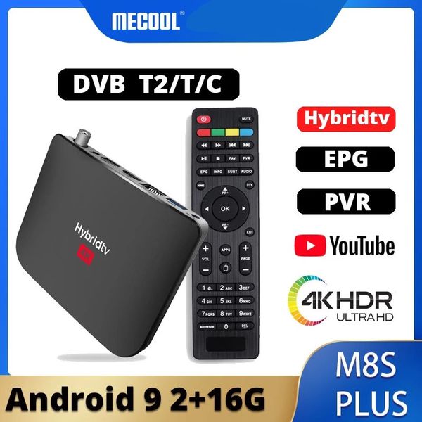 Mecool Android 9.0 TV Kutusu M8S Plus DVB T/T2 Amlogic S905X2 4K H.265 2.4G WiFi Set Üst Kutusu